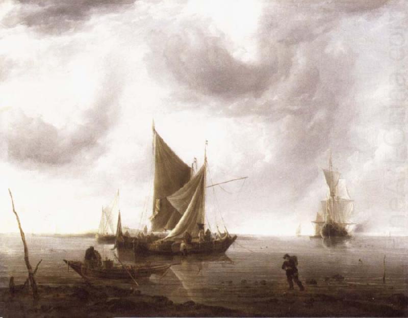 Ships at Anchor on a Calm Sea, REMBRANDT Harmenszoon van Rijn